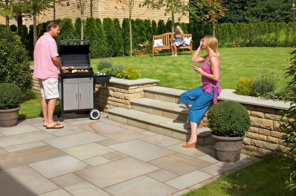 Patio with Natural Stone by Unilock