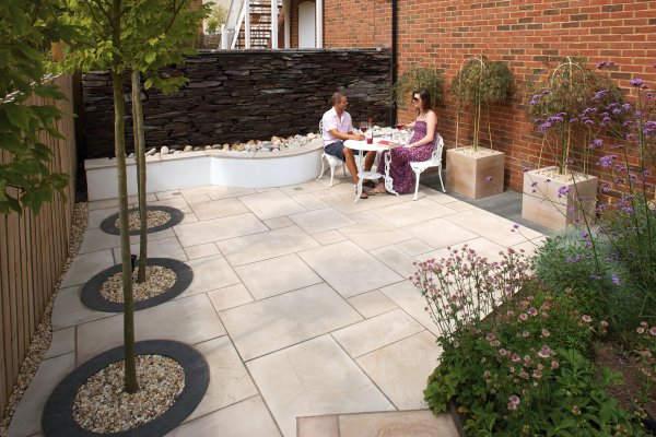 Patio with Natural Stone by Unilock