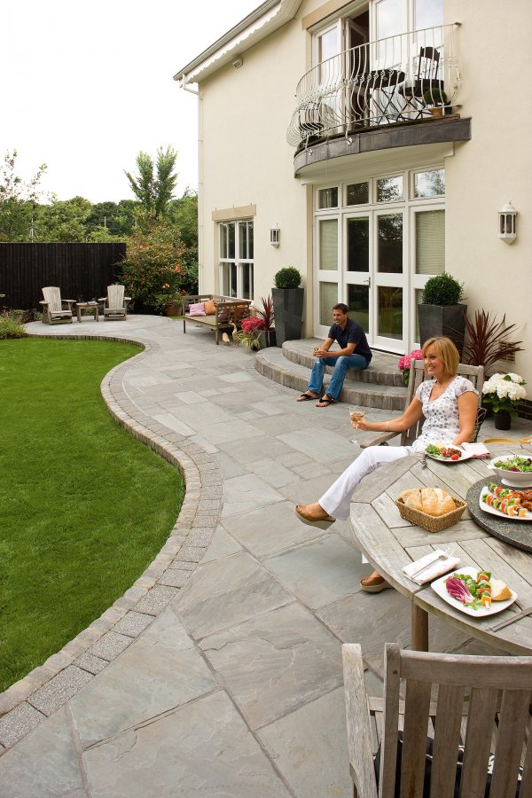 Patio with Unilock Natural Stone