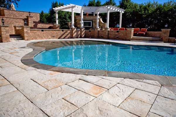 Unilock Patio and Pool Deck with Yorkstone Paver