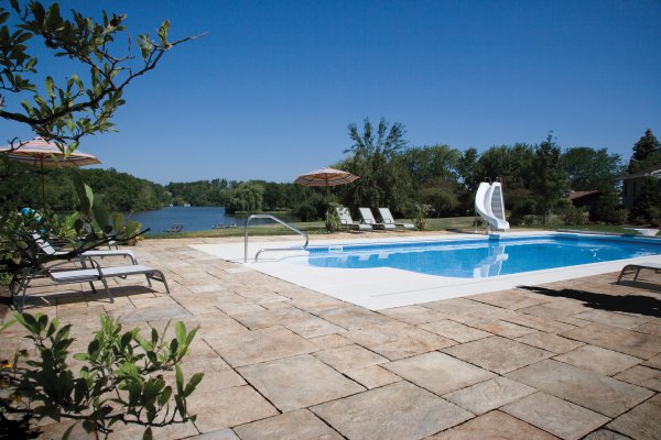 Unilock pook deck with Yorkstone paver